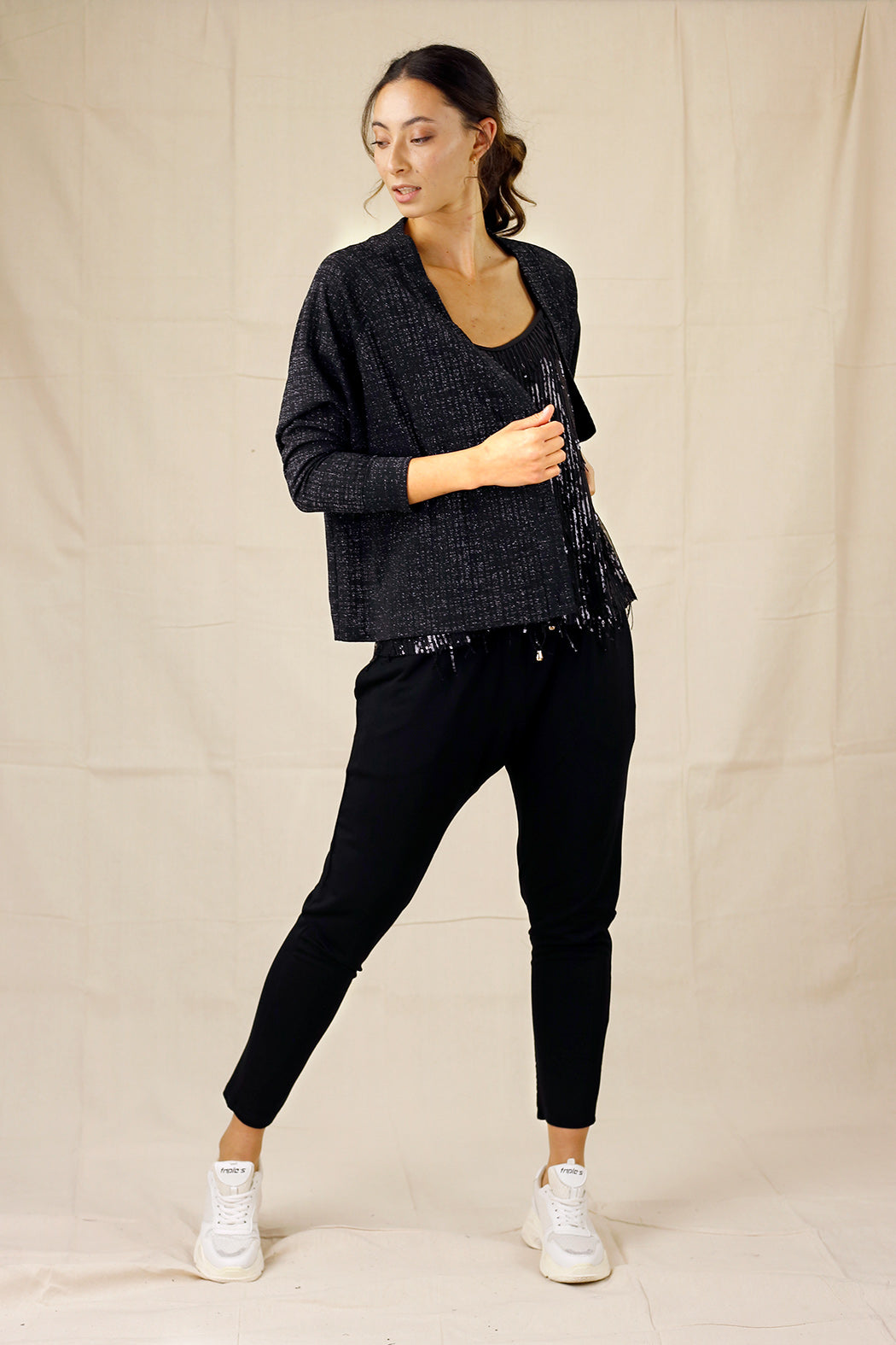 Black Twinkle Crop Cardi- SALE