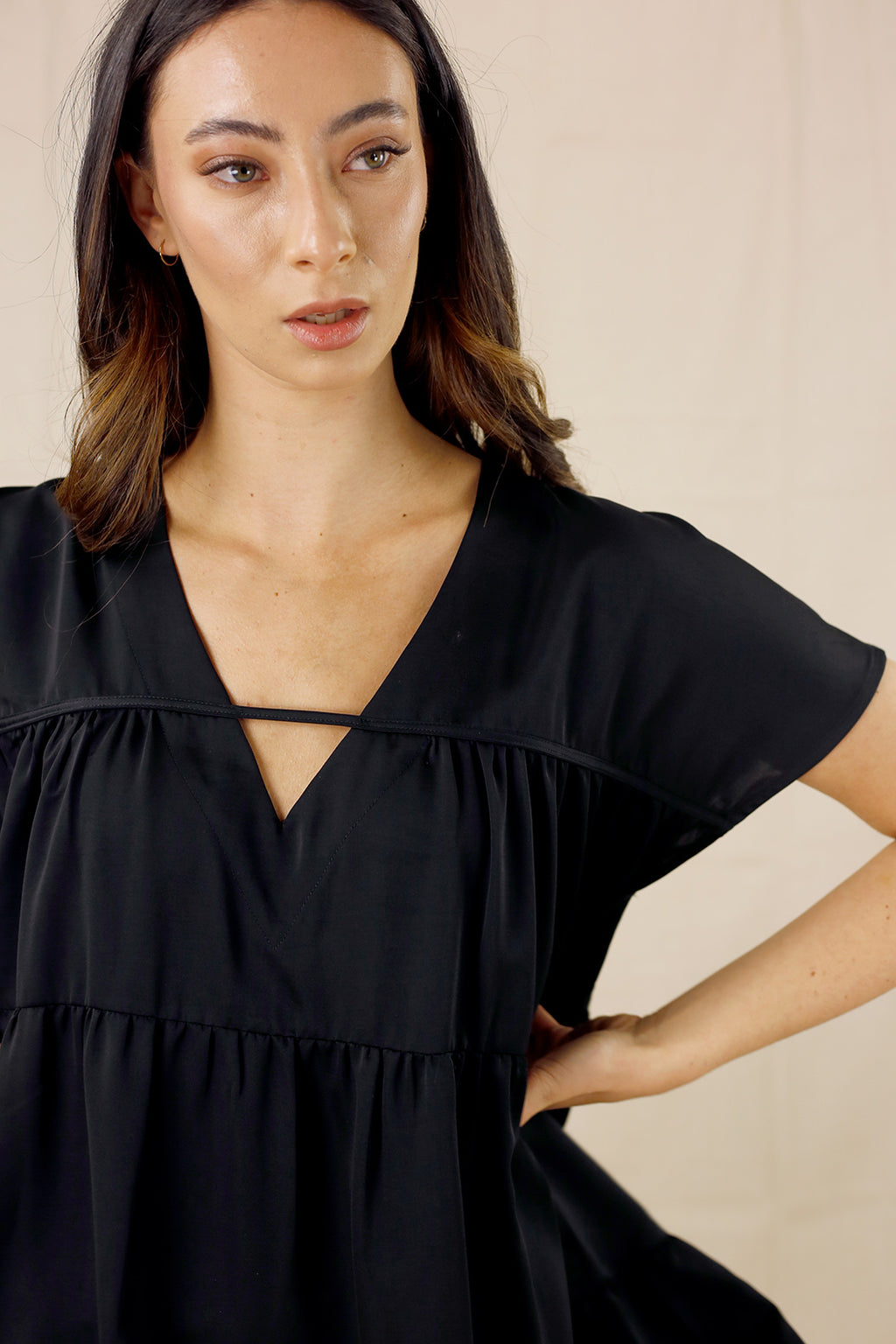 Black Seta Tiered Top - SALE