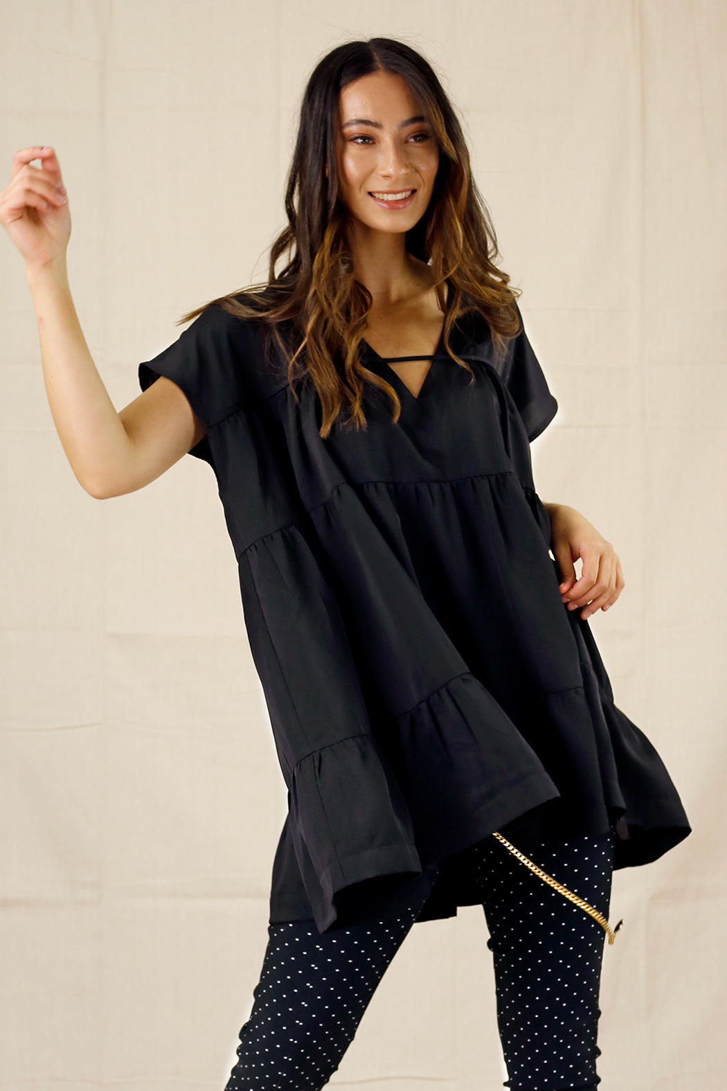 Black Seta Tiered Top - SALE