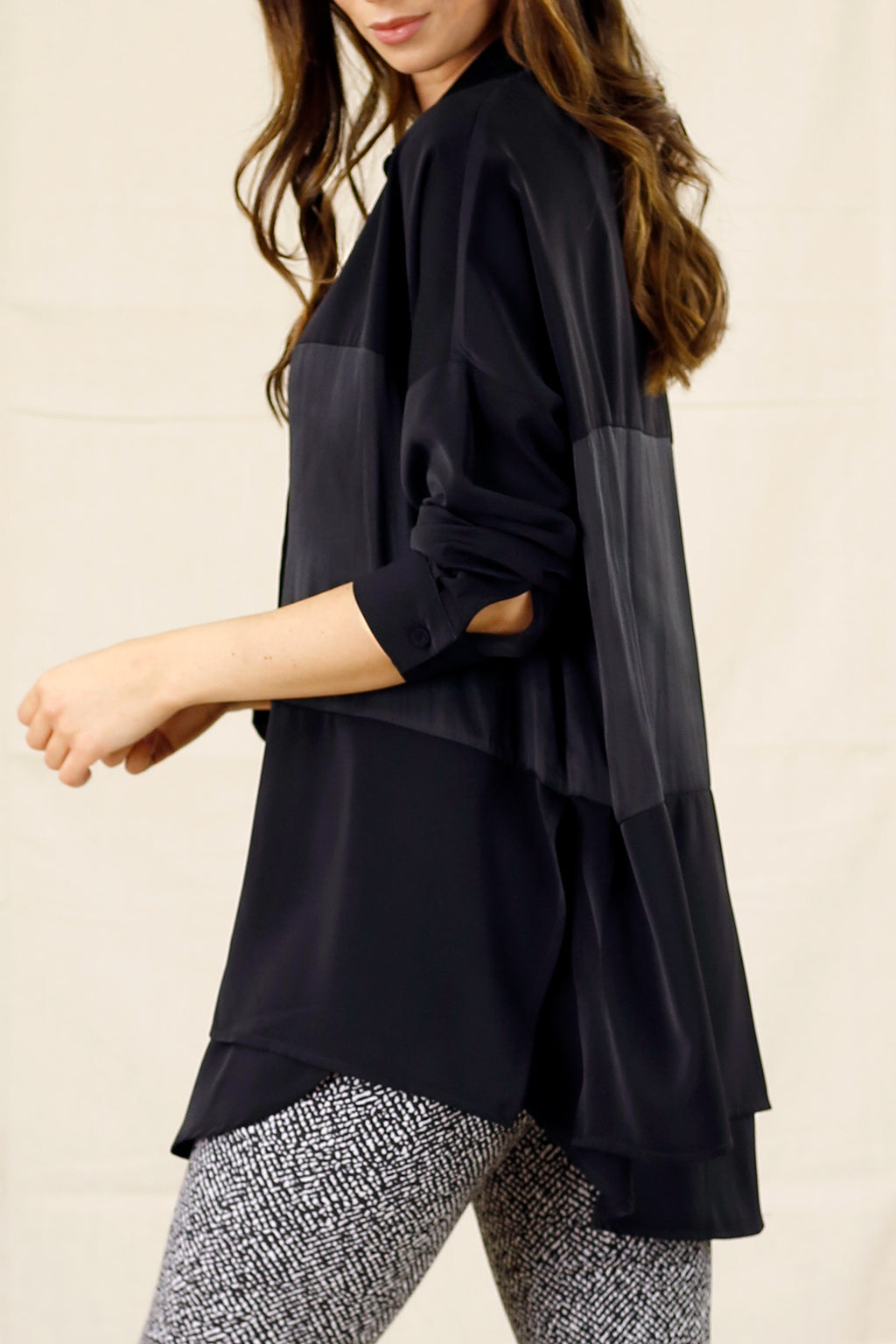 Black Soft Touch Splice Shirt - SALE