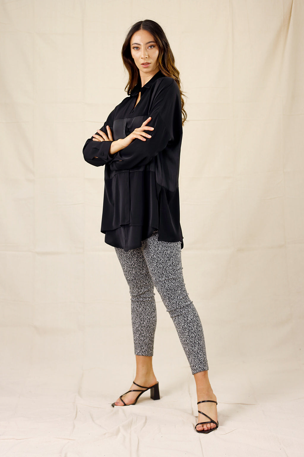 Black Soft Touch Splice Shirt - SALE