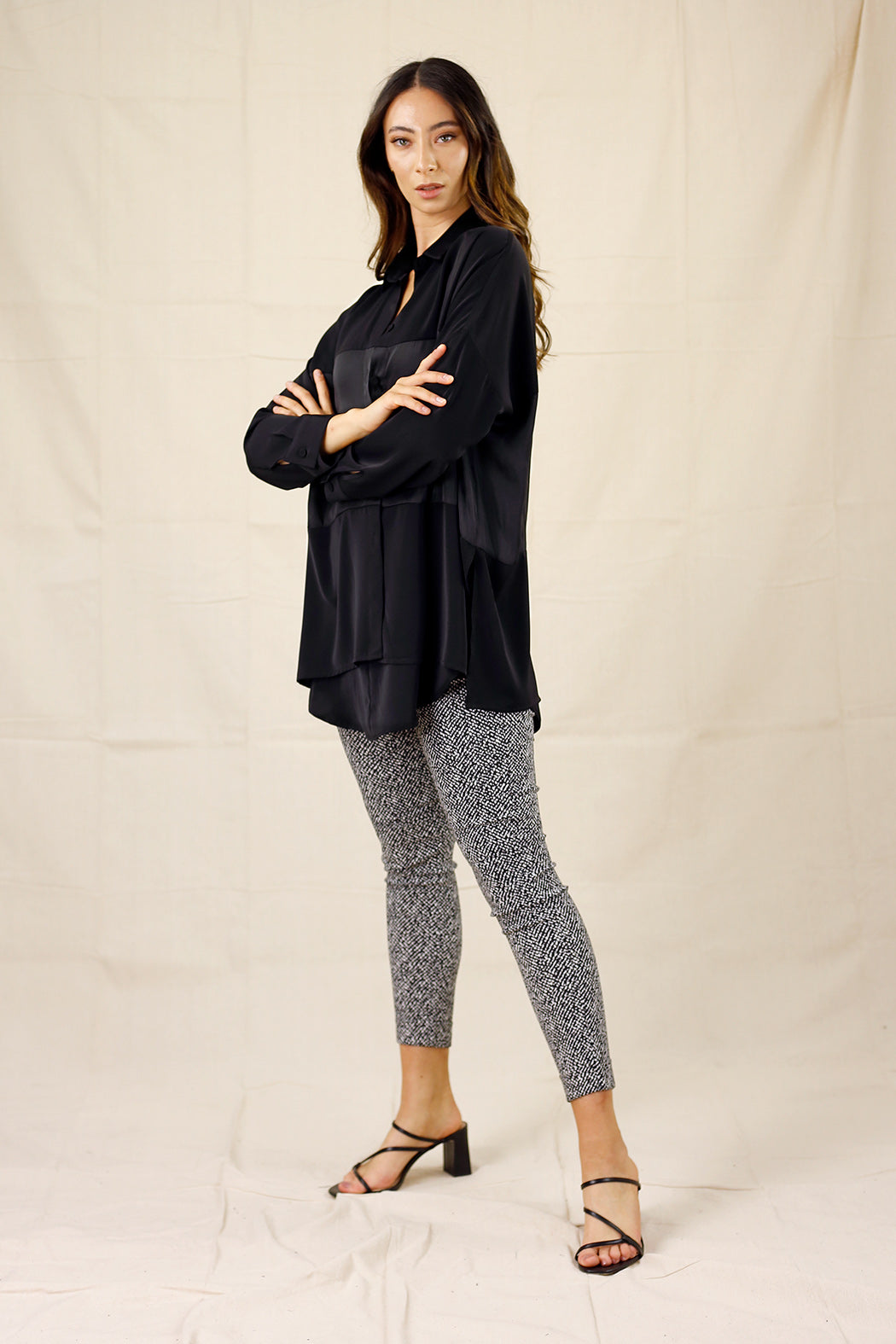 Black Soft Touch Splice Shirt - SALE