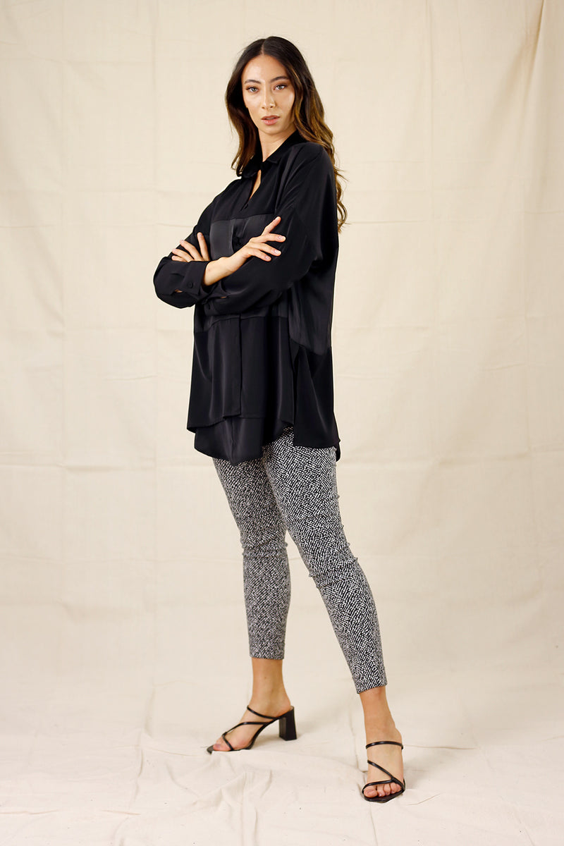 Black Soft Touch Splice Shirt - SALE