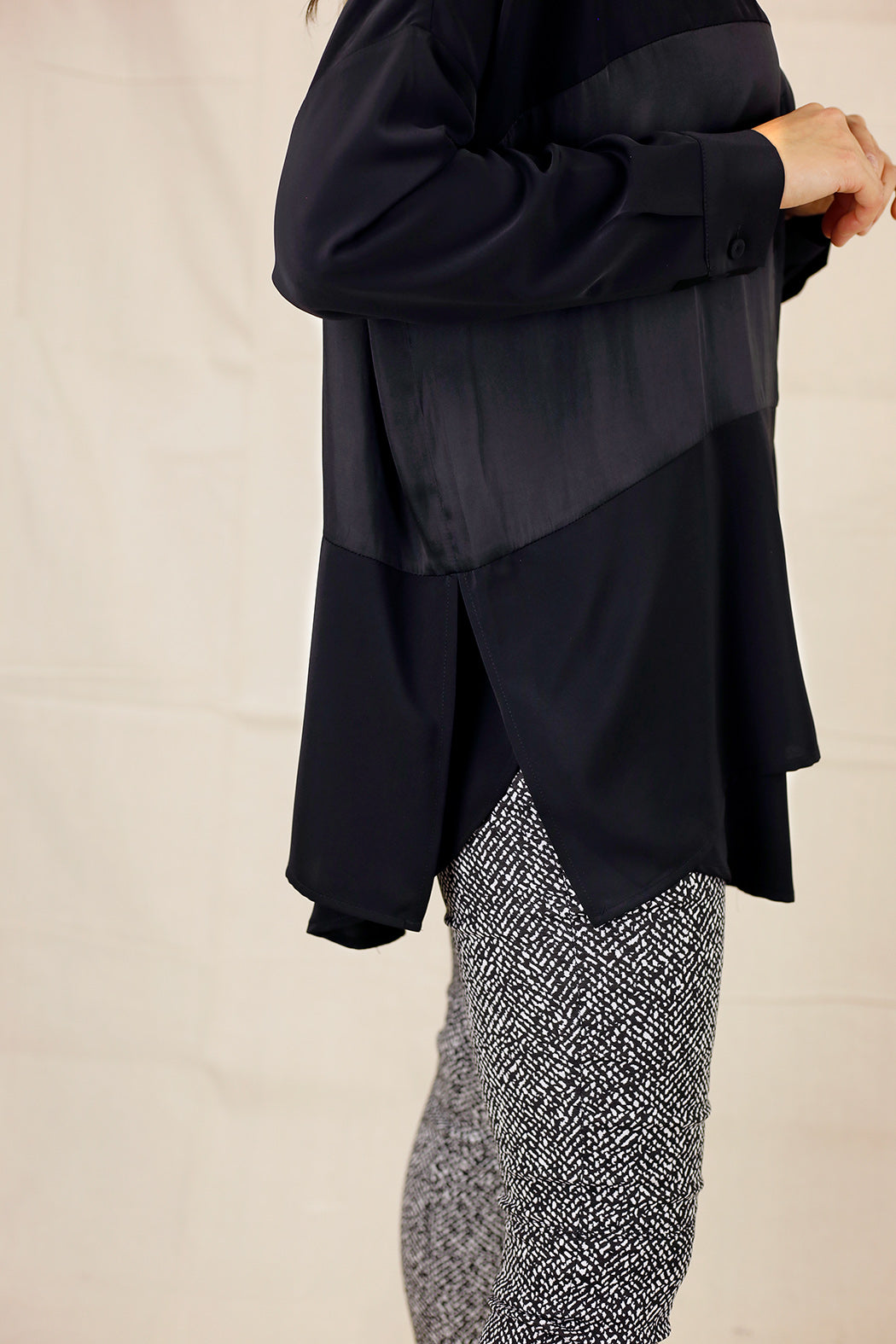 Black Soft Touch Splice Shirt - SALE