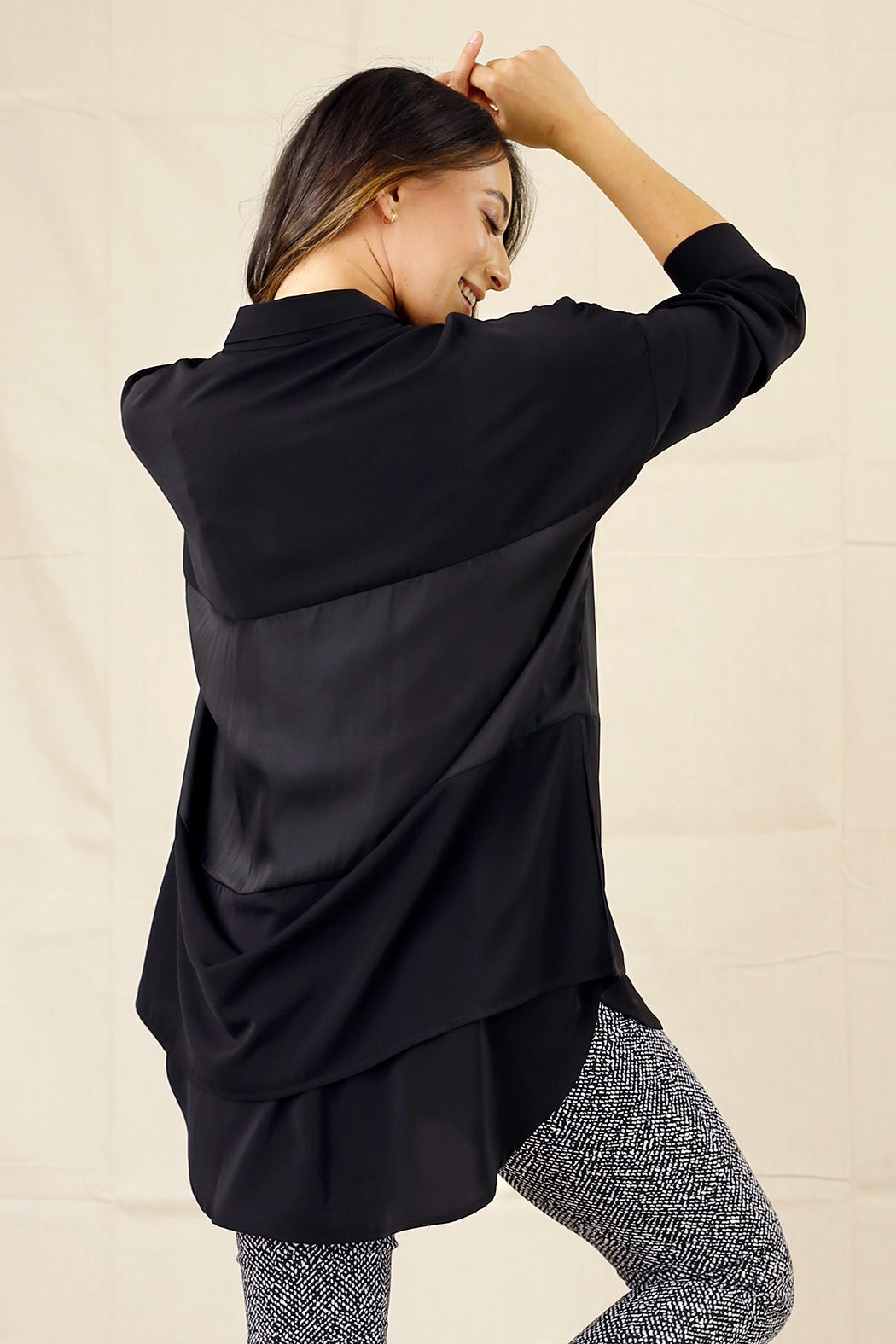 Black Soft Touch Splice Shirt - SALE