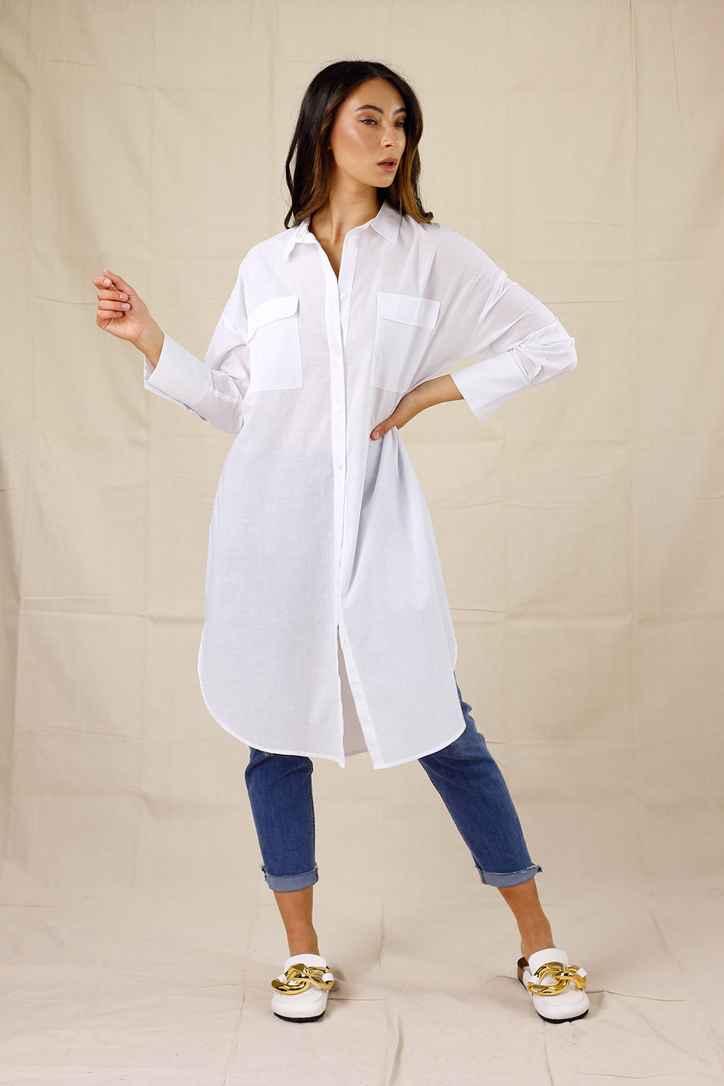 White Cotton Amber Shirt - SALE
