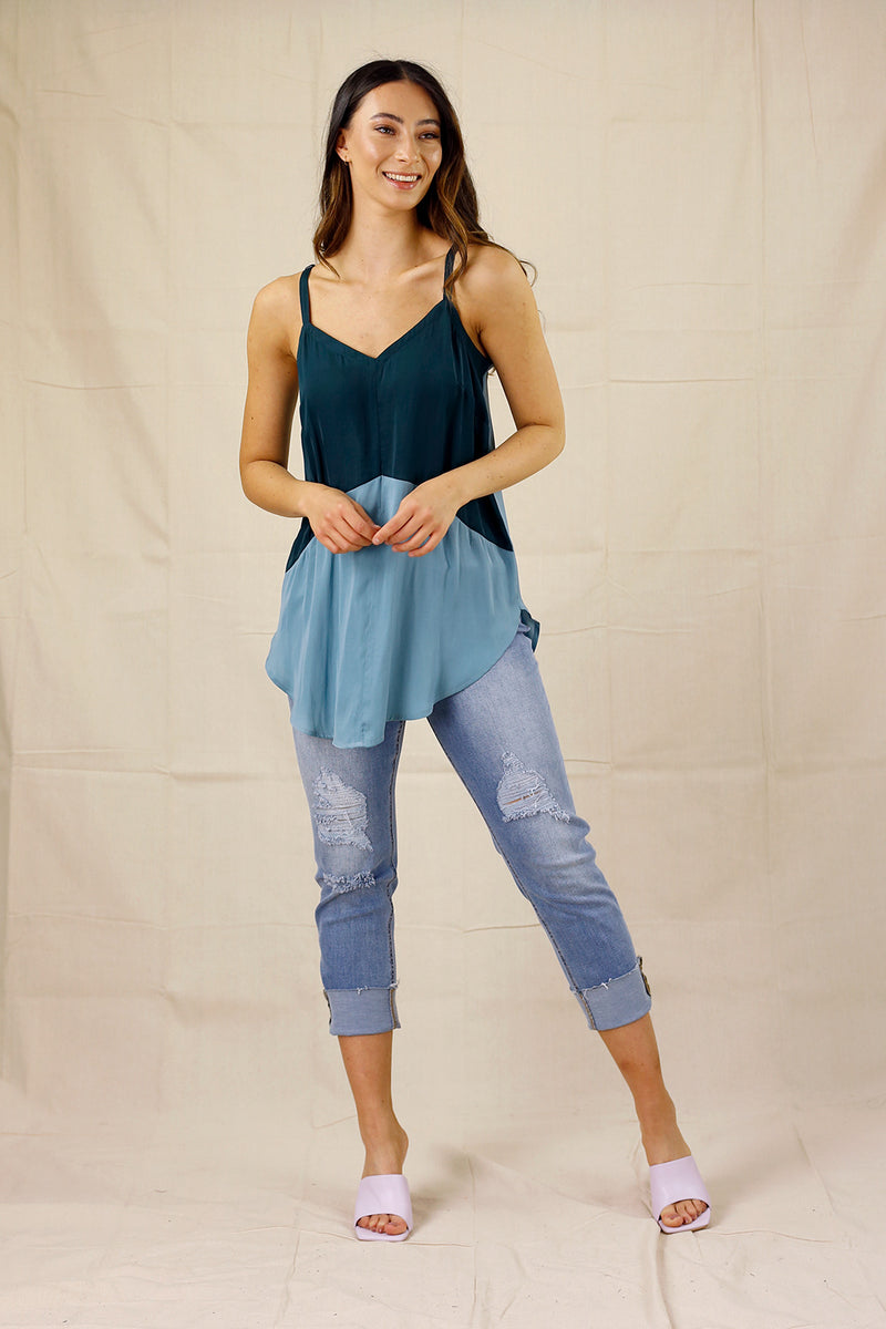 Teal Soft Touch Splice Cami - SALE