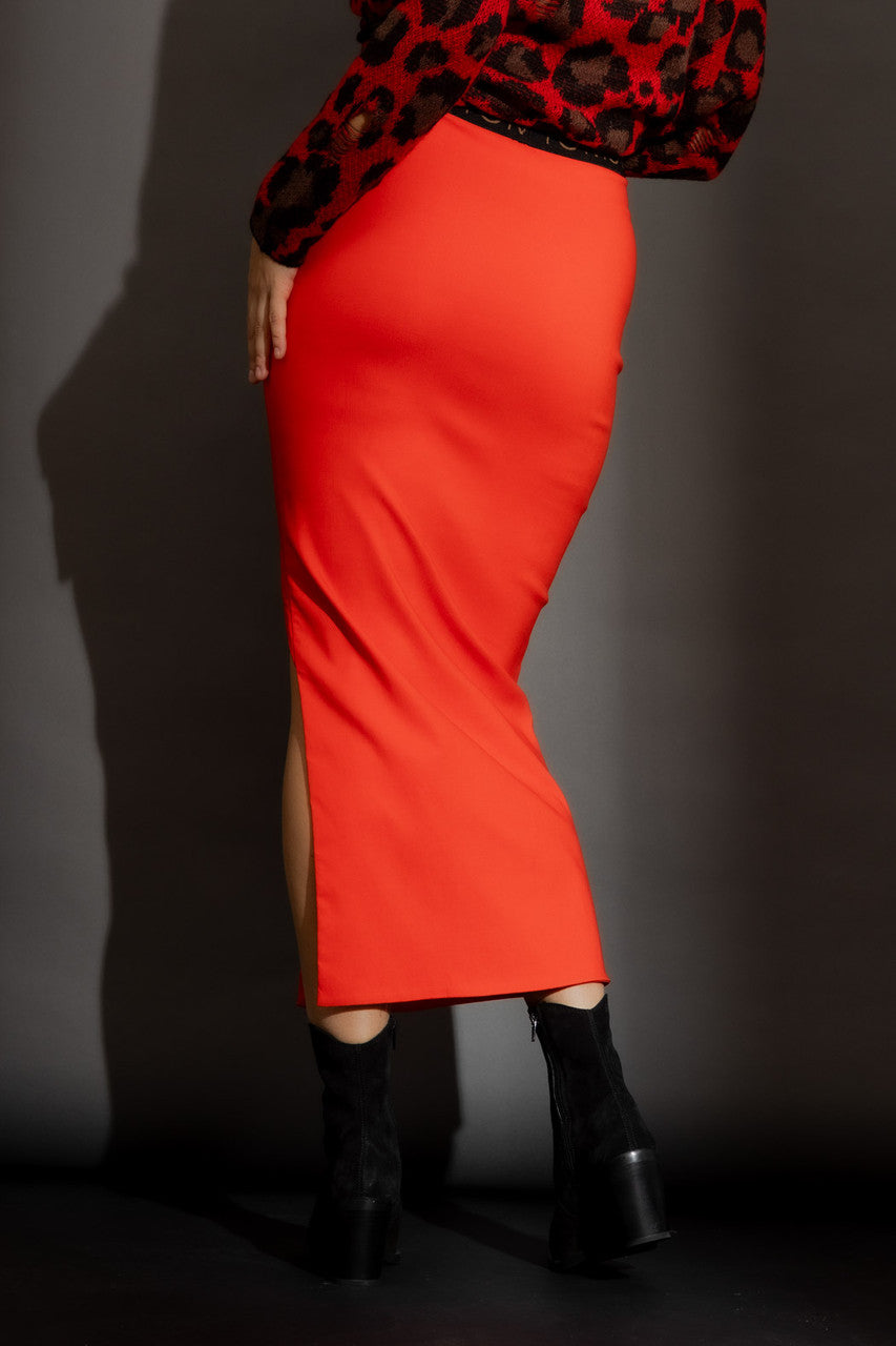 Orange Bengaline Cut Out Skirt