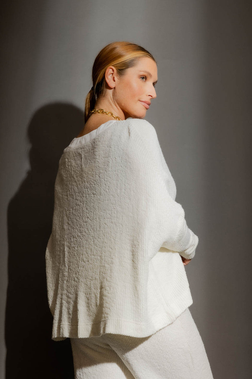 White Luxe Rib Cut Out Cardi