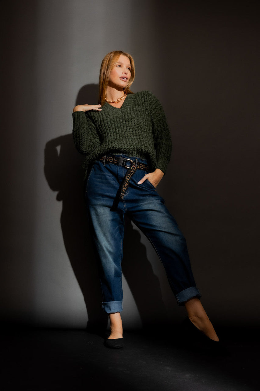 Khaki V Neck Jumper Khaki S