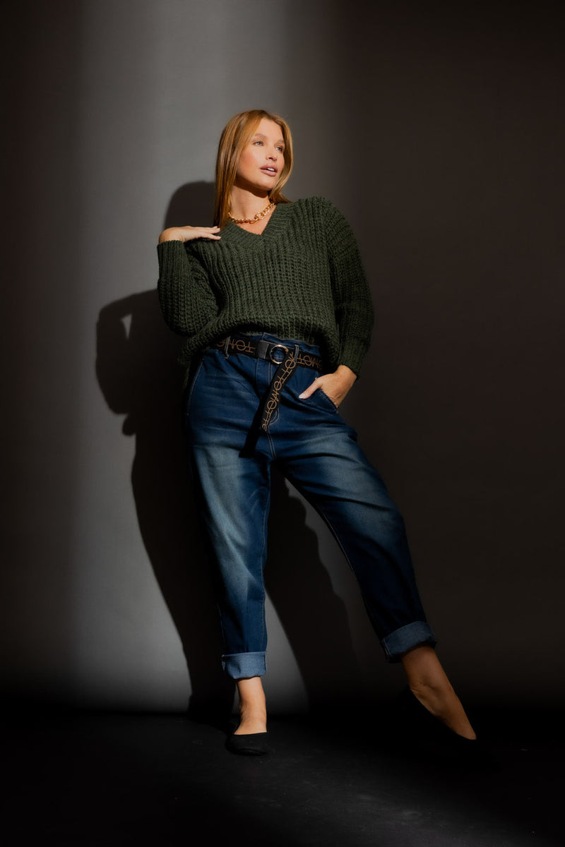 Khaki V Neck Jumper Khaki S