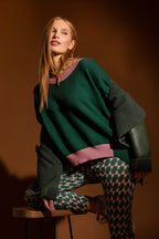 Khaki / Pink Two Tone Knit
