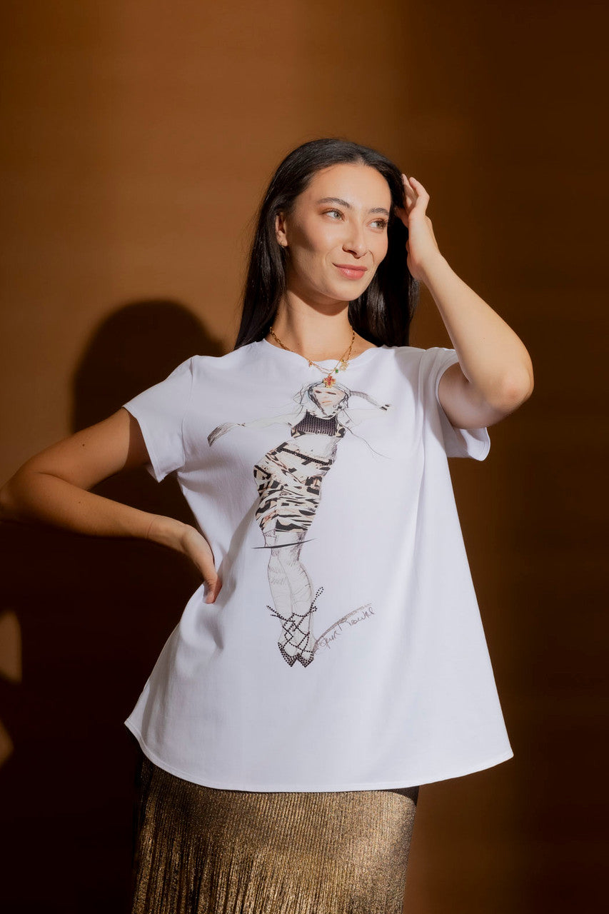 White Sequin Dancer T-Shirt