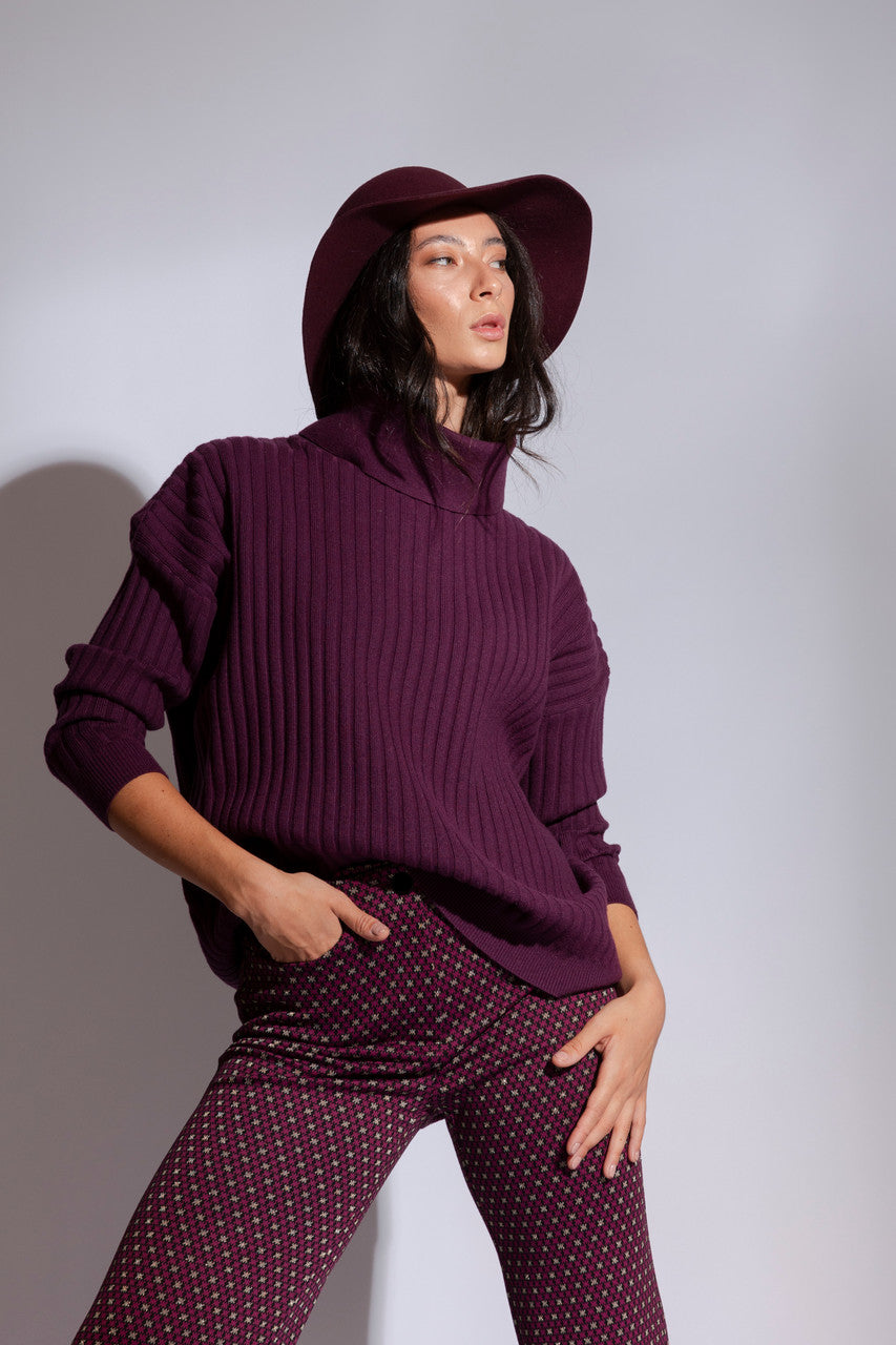 Plum Cowl Neck Jumper