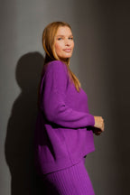 Purple Slouch V Neck Jumper Purple S/M