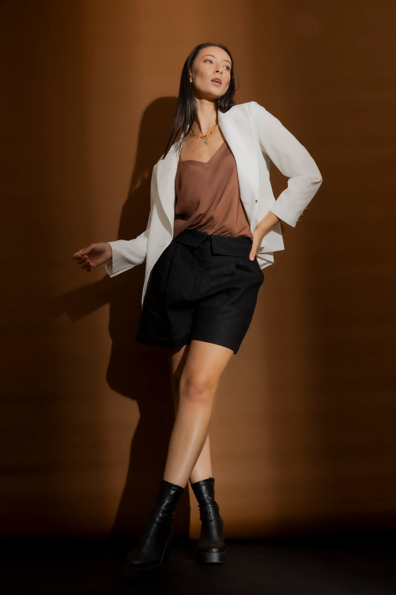 Black Luxury Linen Short