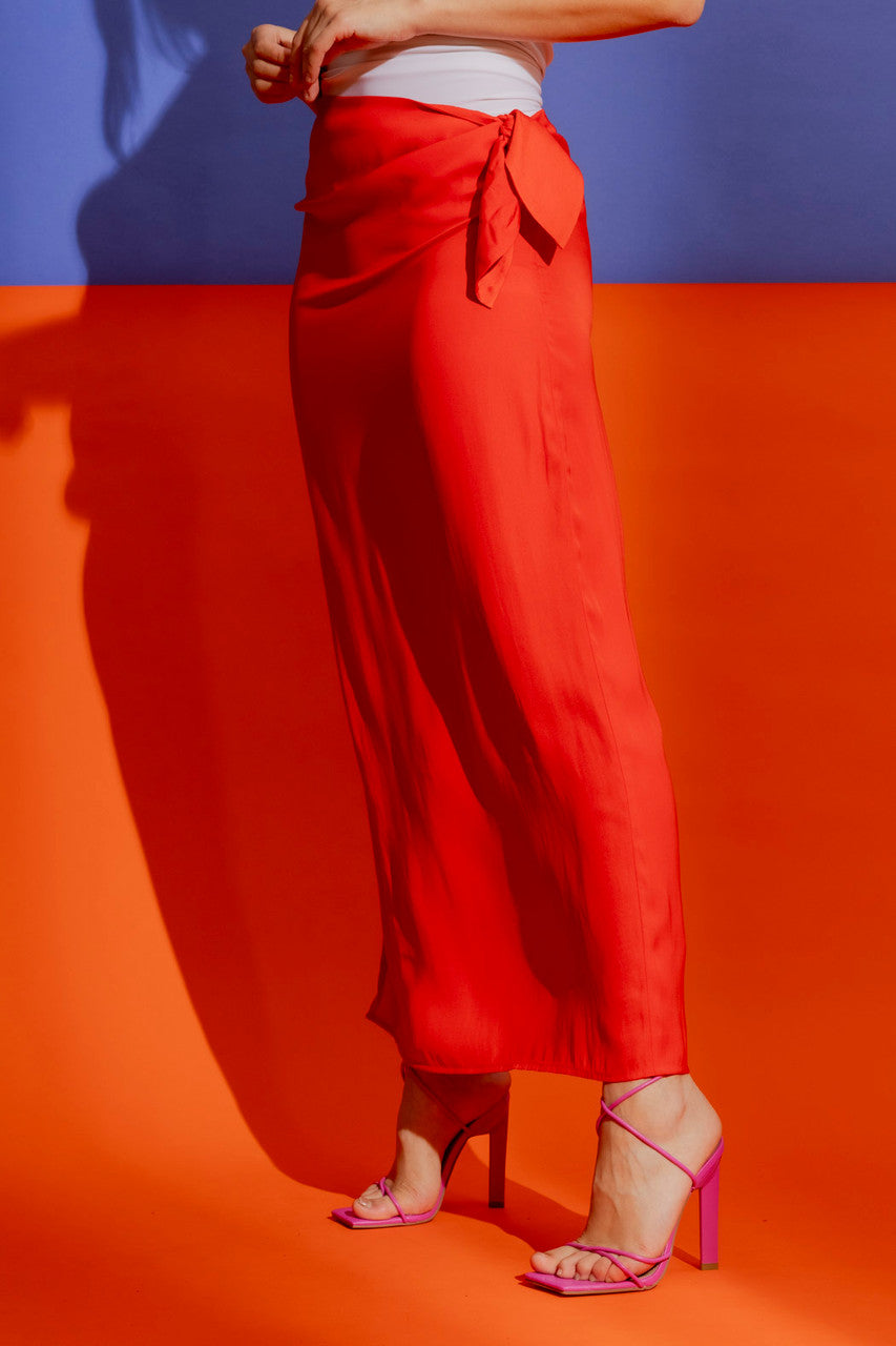 Red Tie Waist Skirt
