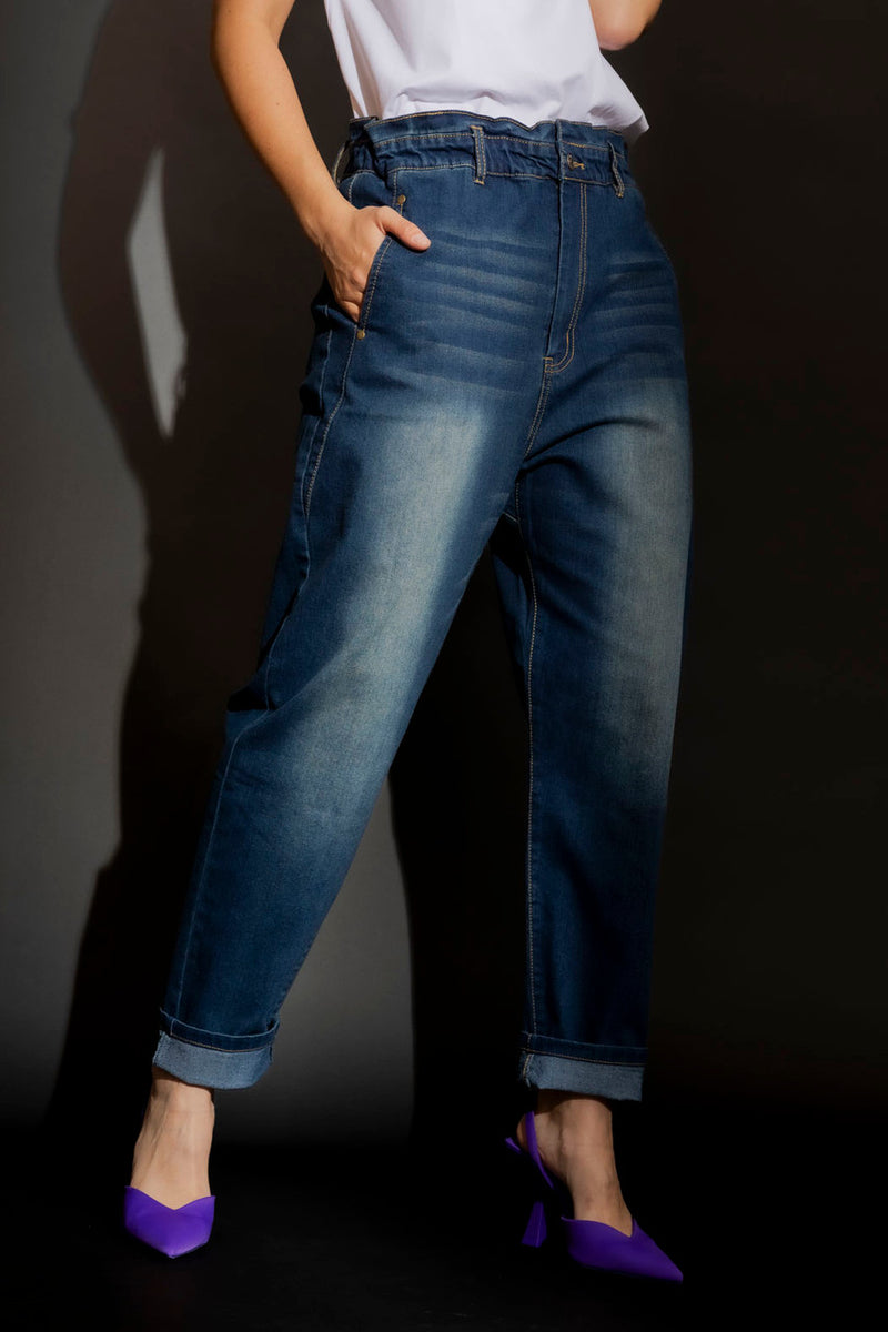 Dark Denim Paperbag Jeans Dark Denim