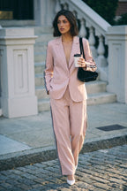 Pink Linen Stripe Boyfriend Blazer