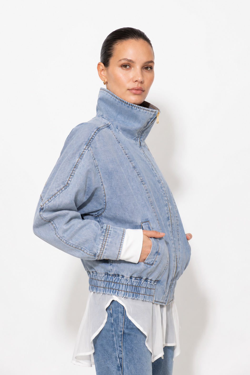 Light Denim Bomber Jacket
