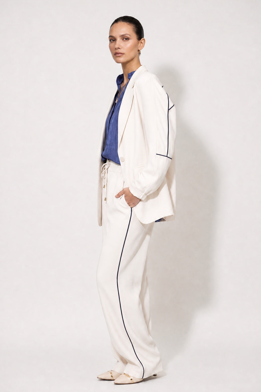Ivory Euro Action Back Blazer