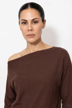 Chocolate Fine Knit Boat Neck Top