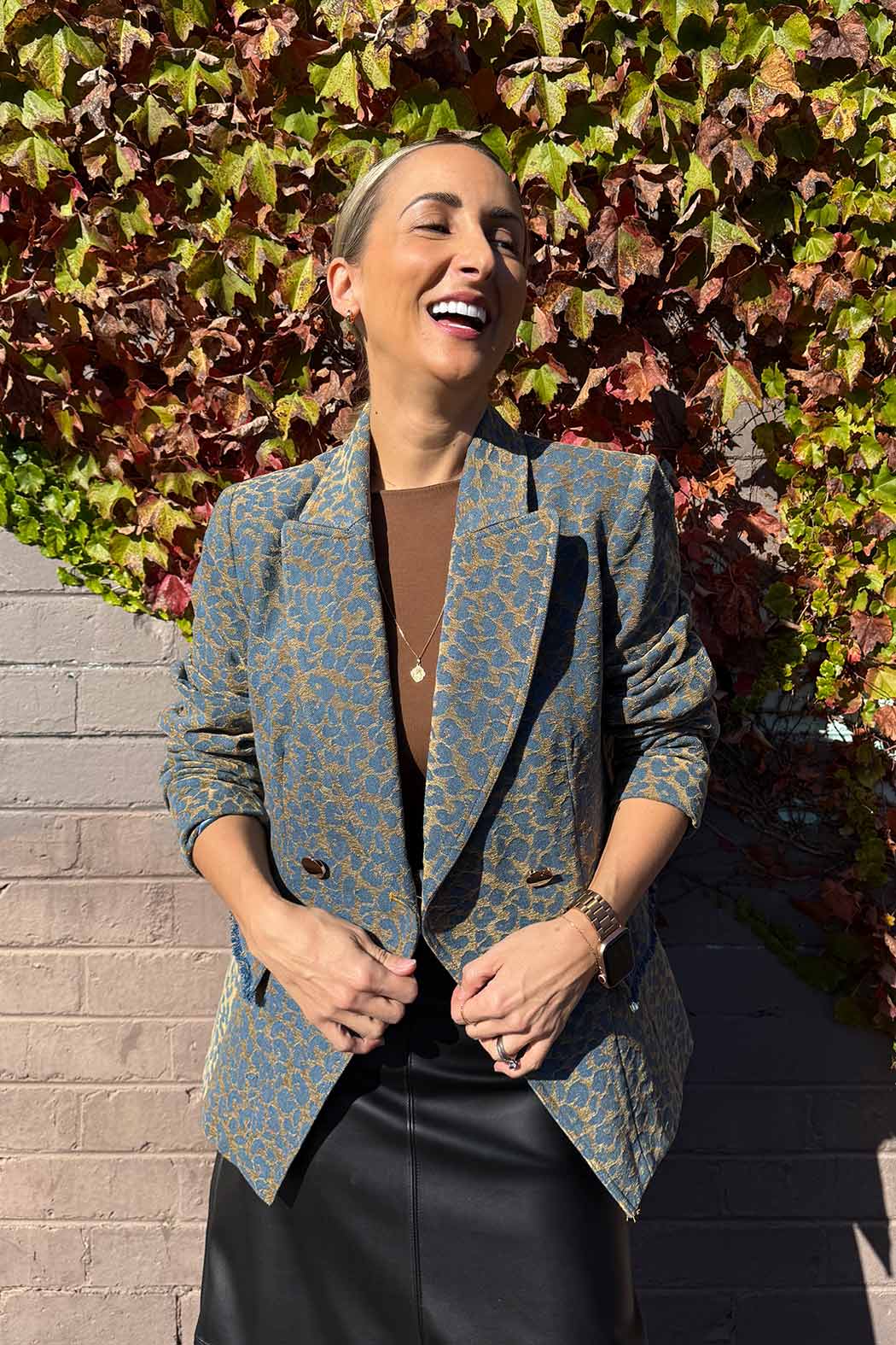 Gold Animal Denim Sisca Blazer Gold Animal