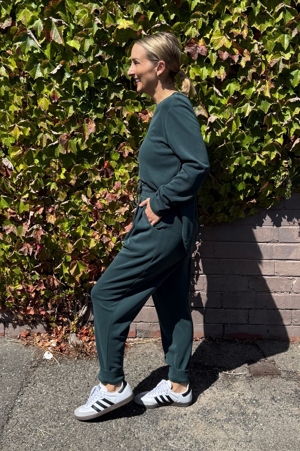 Teal Lux Knit Crew Neck Top