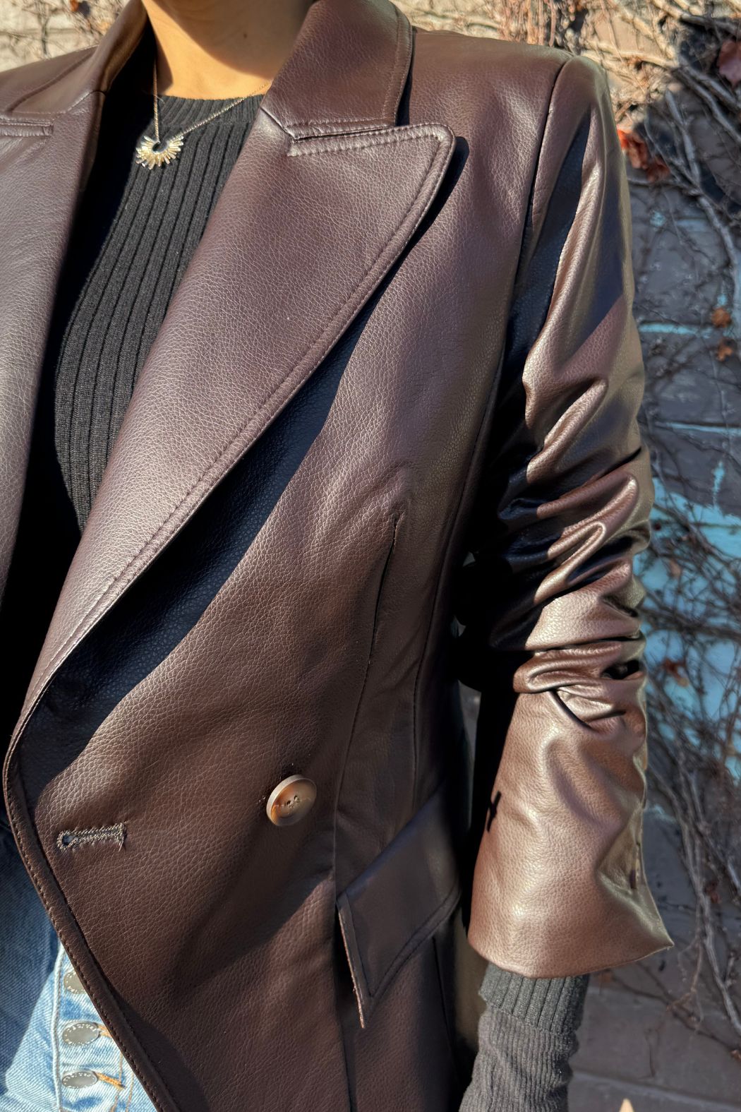Coffee Croc Coated Sisca Blazer