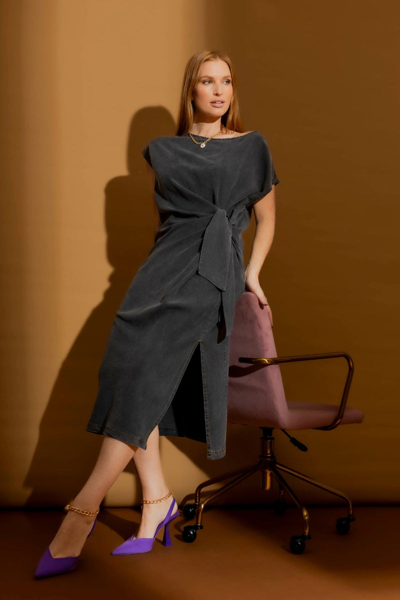 Washed Black Tencel Harlow Dress Washed Black