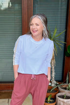 White Stripe Sleeve T-Shirt