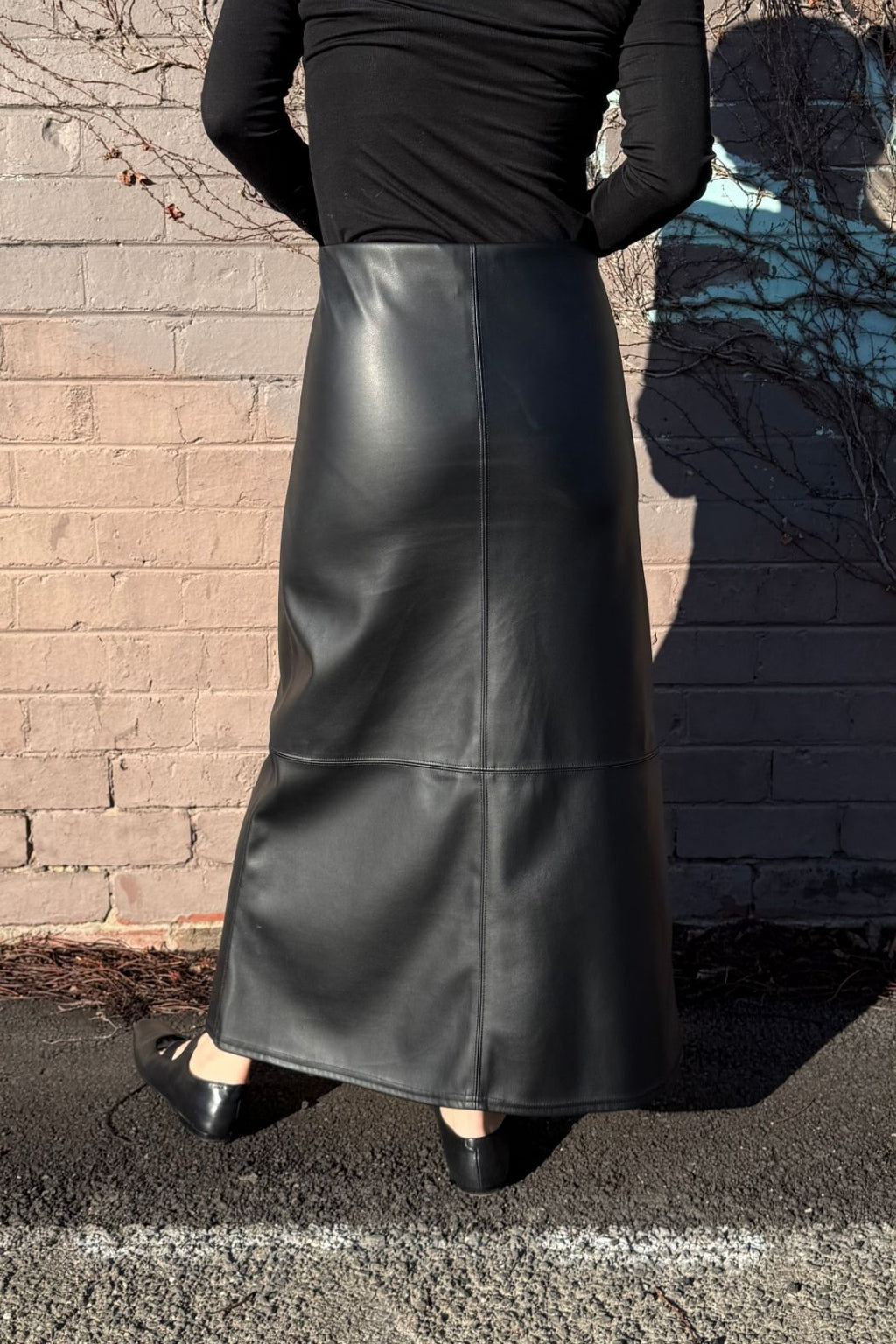 Matt Black Croc Faux Leather Skirt