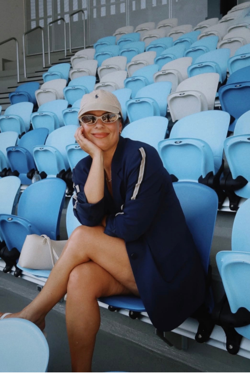 Navy Euro Stripe Boyfriend Blazer