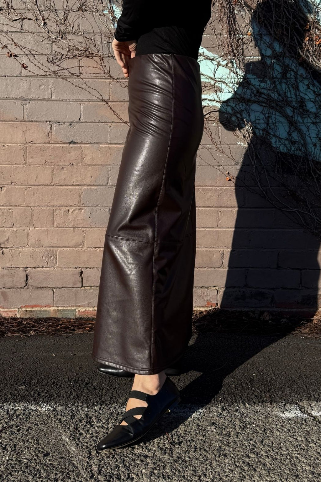 Coffee Croc Faux Leather Skirt