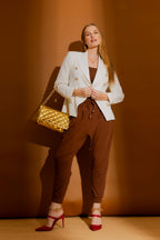 White Textured Sisca Midi Blazer