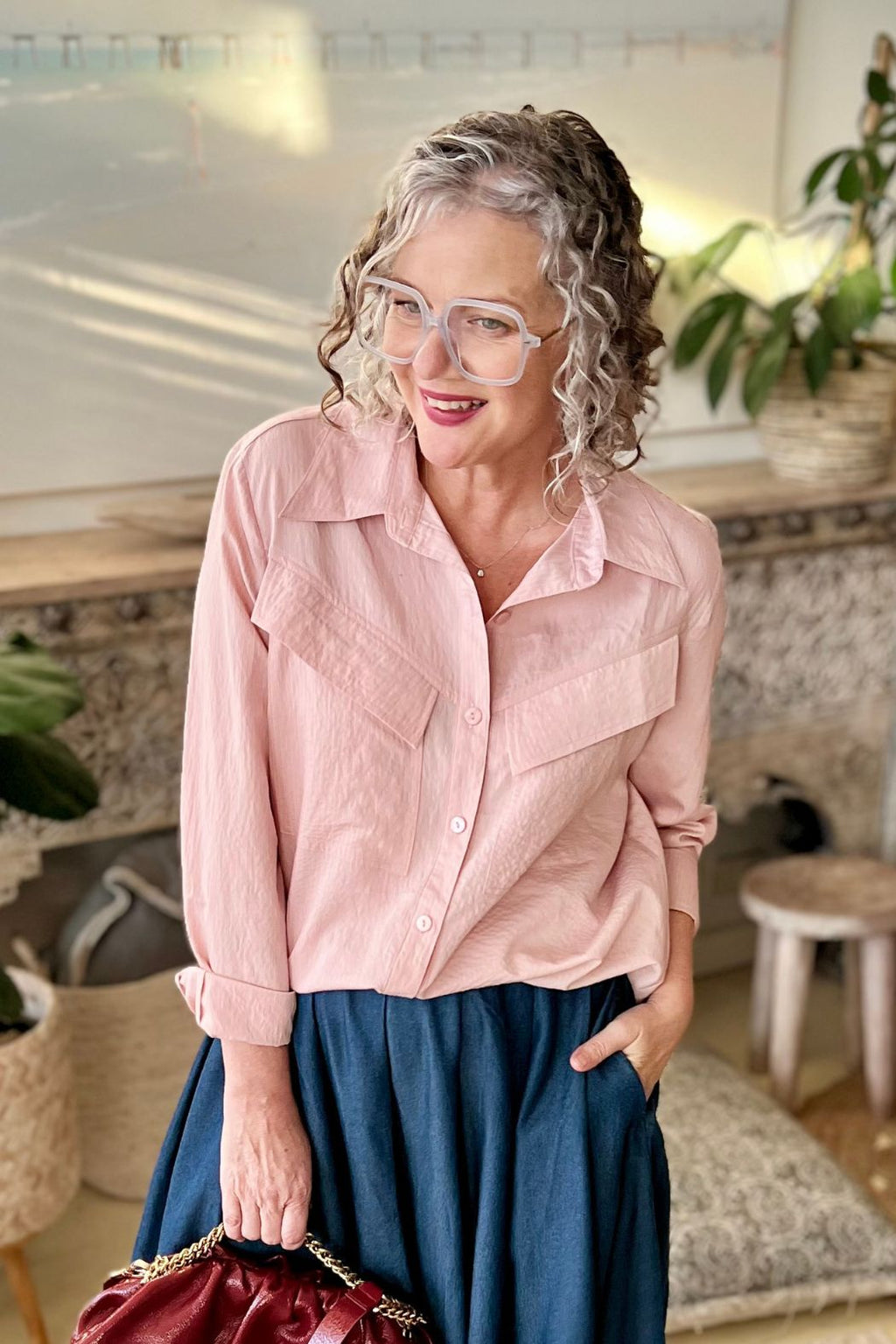 Pink Angle Pocket Shirt