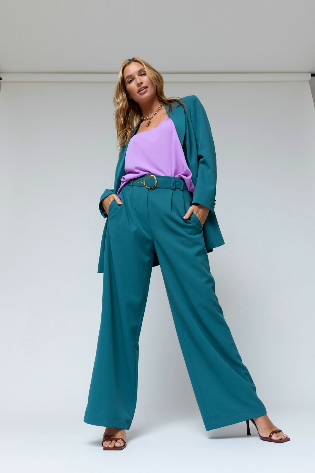 Teal Cleo Belt Pant - Final Sale