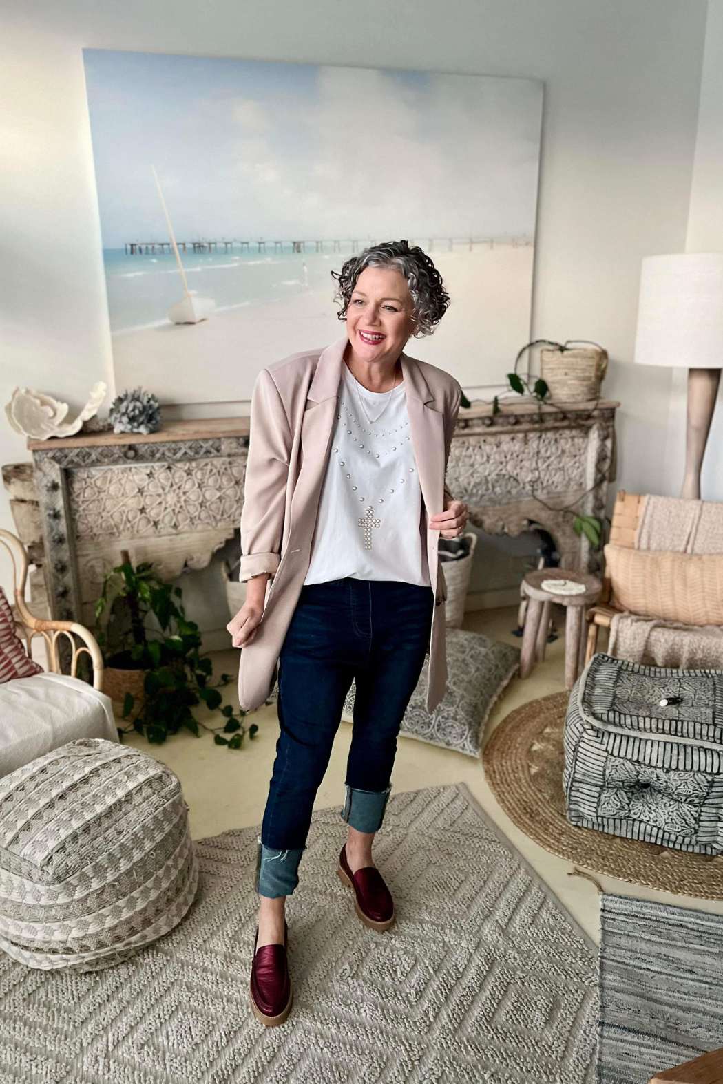 Putty Shimmer Oversized Blazer
