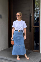 Light Denim A-Line Skirt