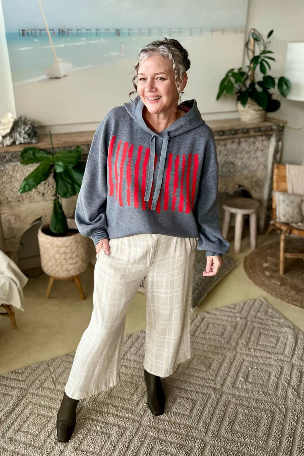 Charcoal Lines Hoodie Charcoal S