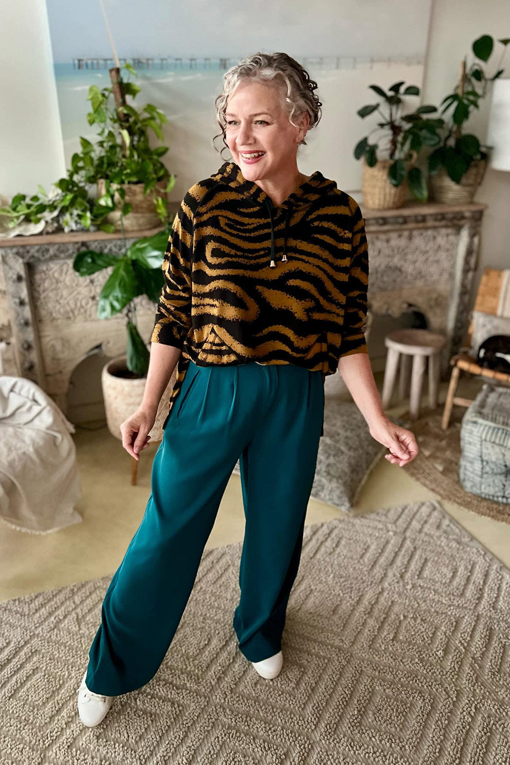 Tan Zebra Raglan Hoodie Tan Zebra