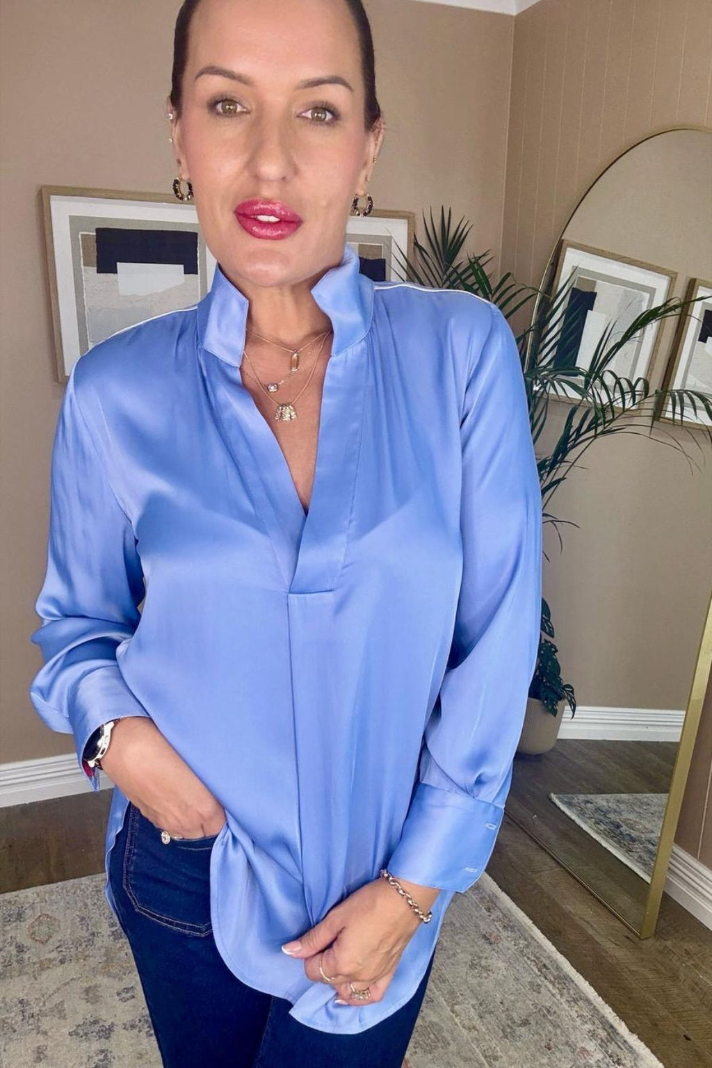 Cornflower Piped Blogger Shirt
