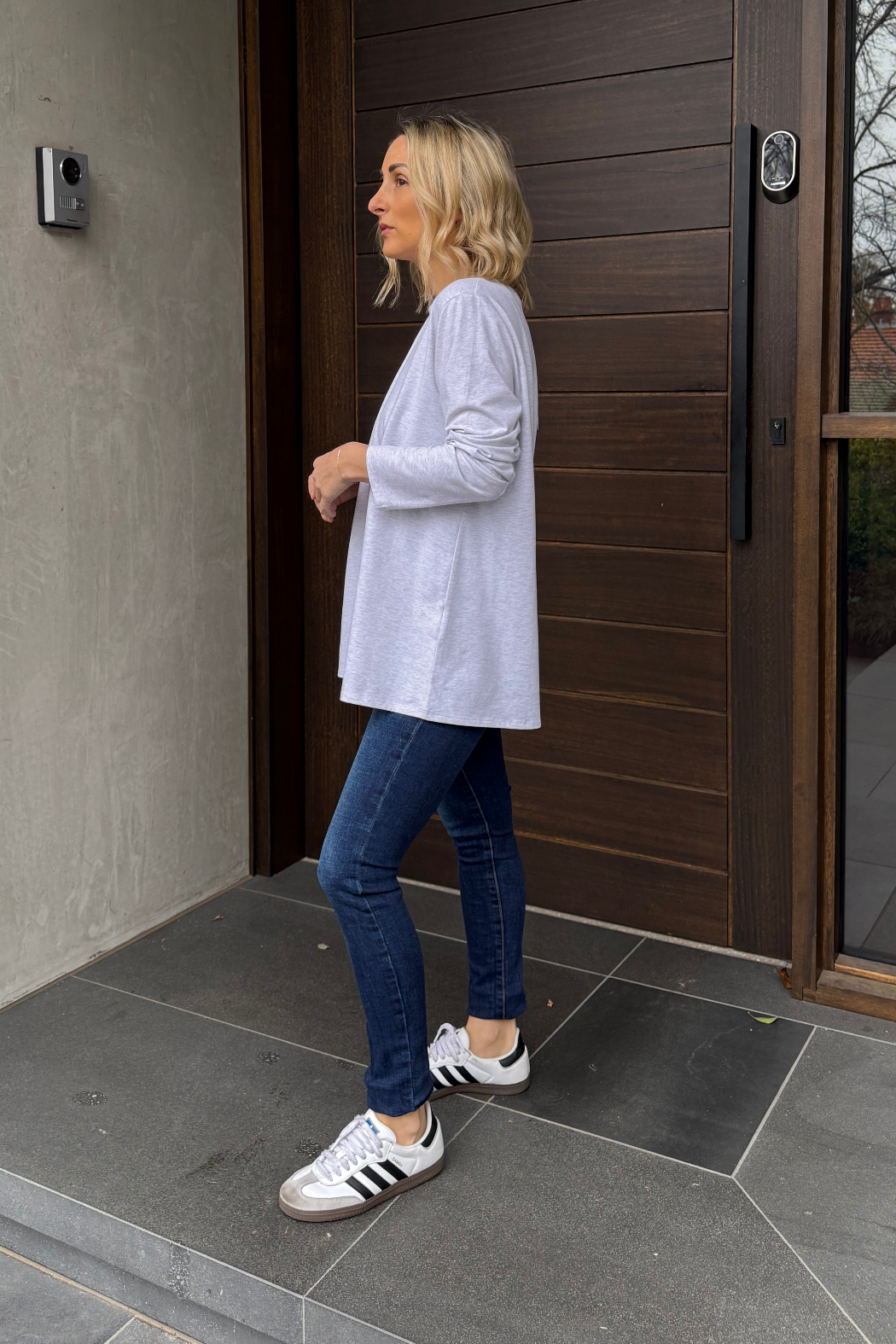 Grey Marle Embroidered Tee