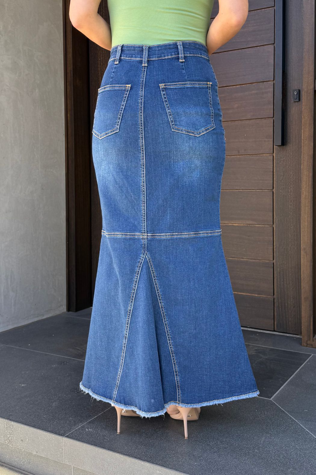 Mid Denim Flippy Skirt Mid Denim