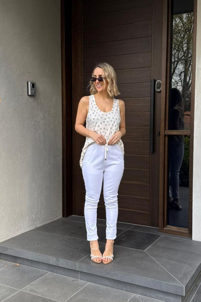 White Pull On Jogger Jean