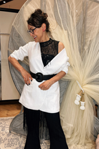 White Pinstripe Santo Blazer - SALE