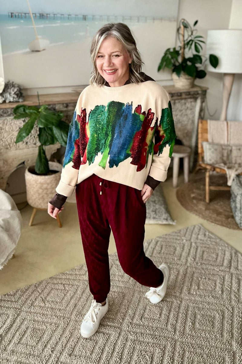 Beige Rainbow Knit Jumper Beige S