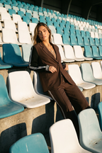 Chocolate Euro Stripe Boyfriend Blazer