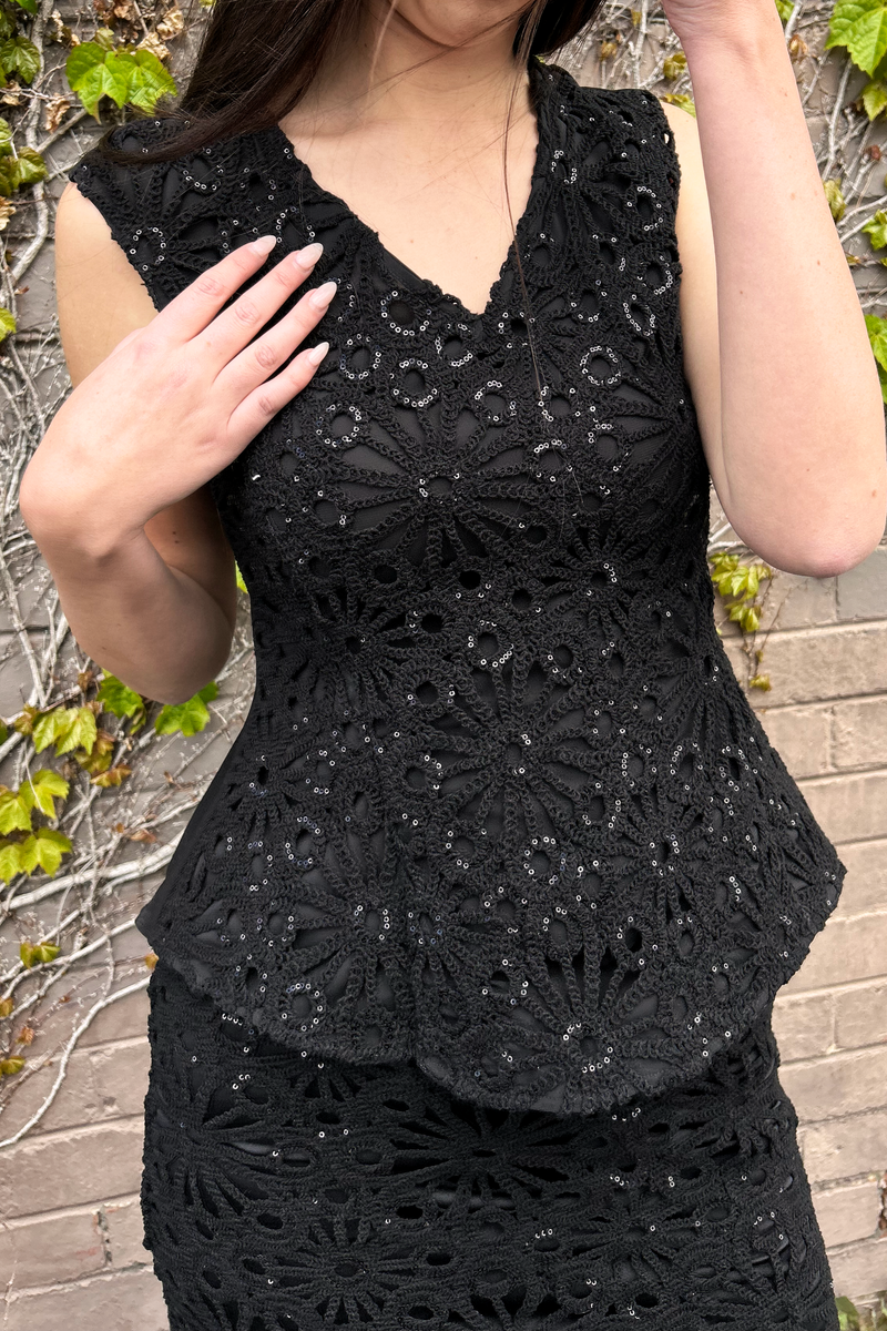 Black Crochet Flippy Top