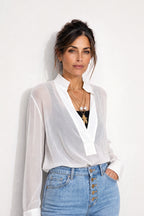 White Viscose Oversized Blogger Shirt
